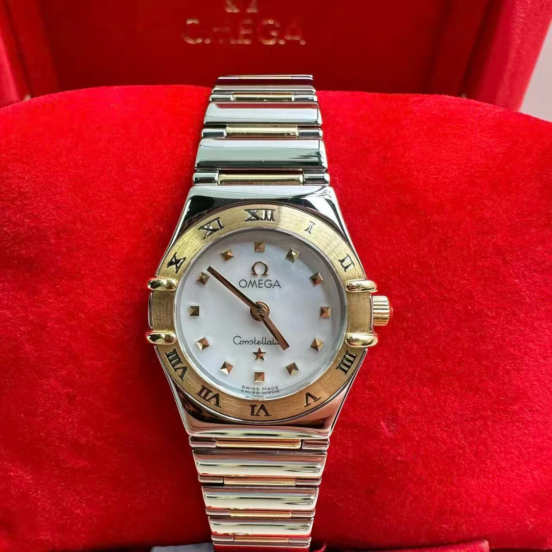 99新 Omega/欧米茄 欧米茄/石英/18k金钻刻/贝母盘/表径22.5mm