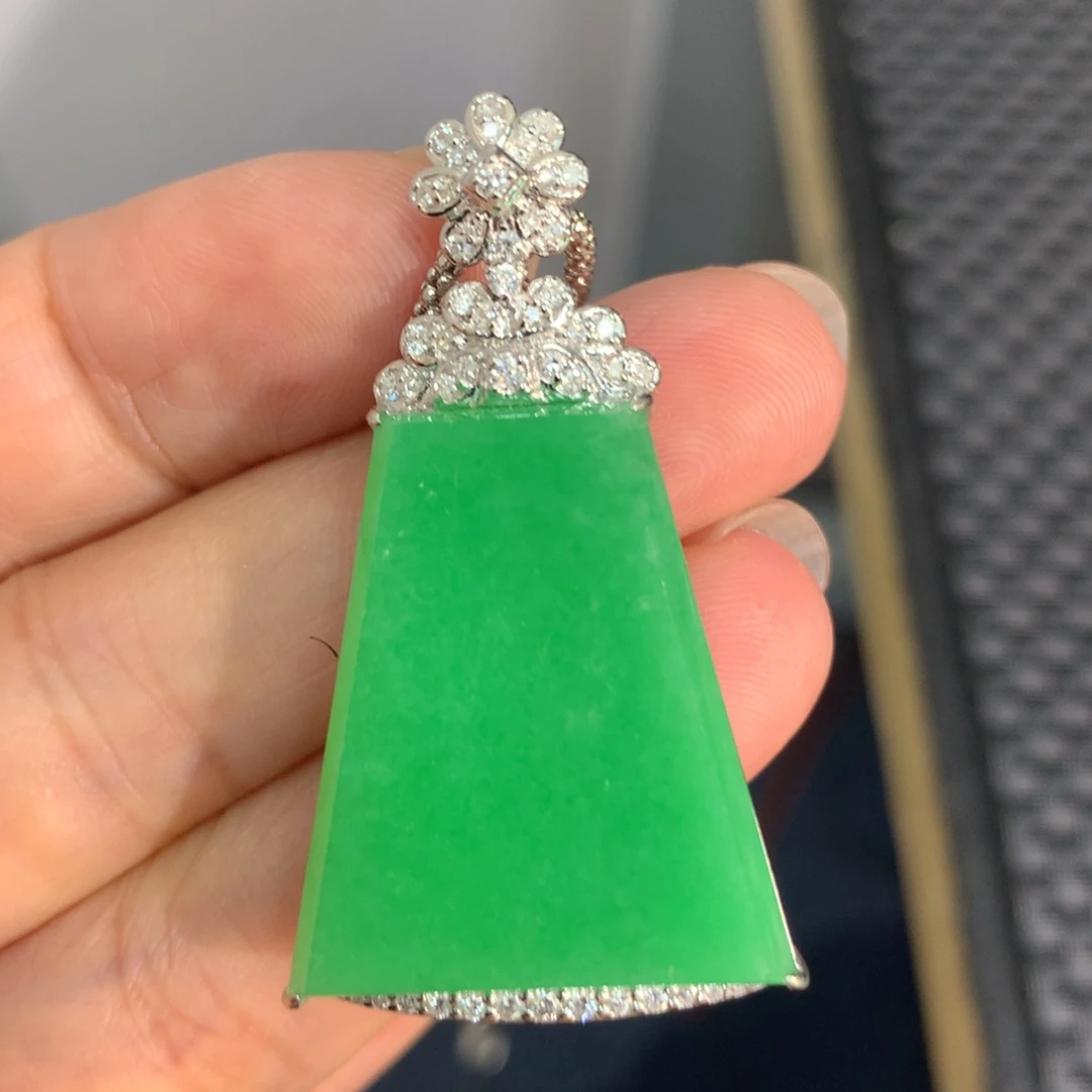 翡翠18K金镶嵌吊坠(不含链)翡翠