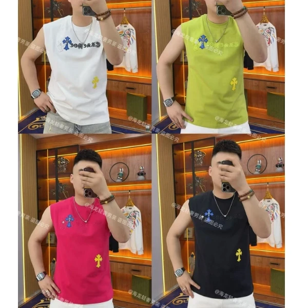 87001 彩色十字花半袖 男士半袖欧货潮流男青年潮服印花