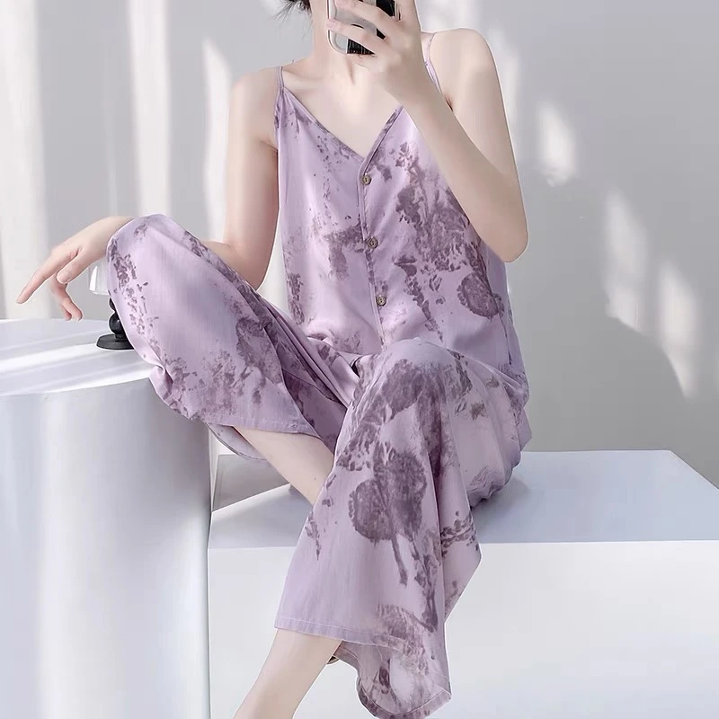 新中式国风睡衣女夏季高级感新中式国风家居服套装薄款