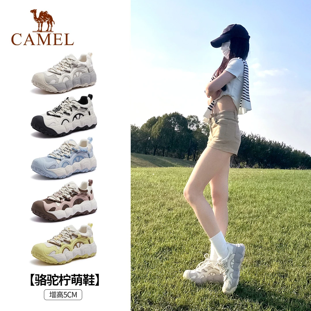 【柠萌丑萌鞋】骆驼女鞋25秋季新款时尚板鞋增高百搭厚底运动休闲鞋