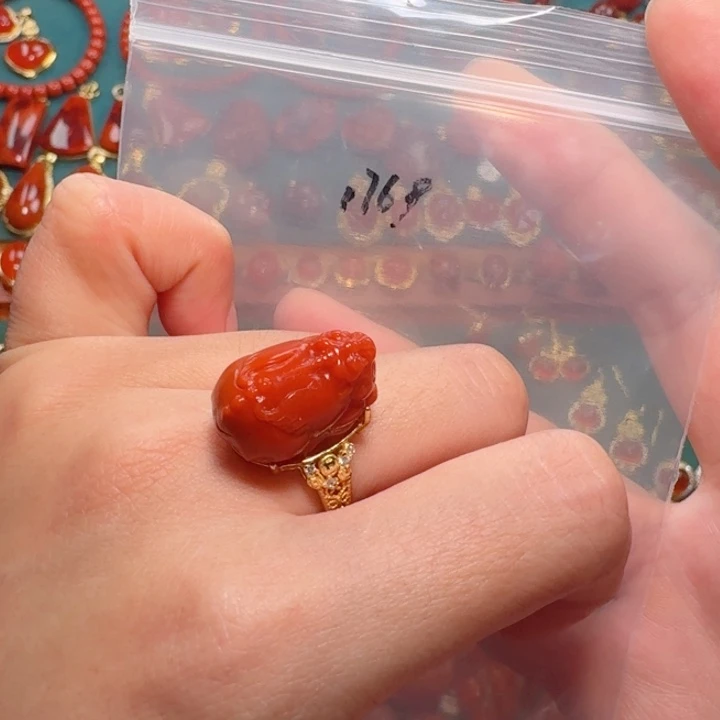 银S925镶嵌戒指南红玛瑙
