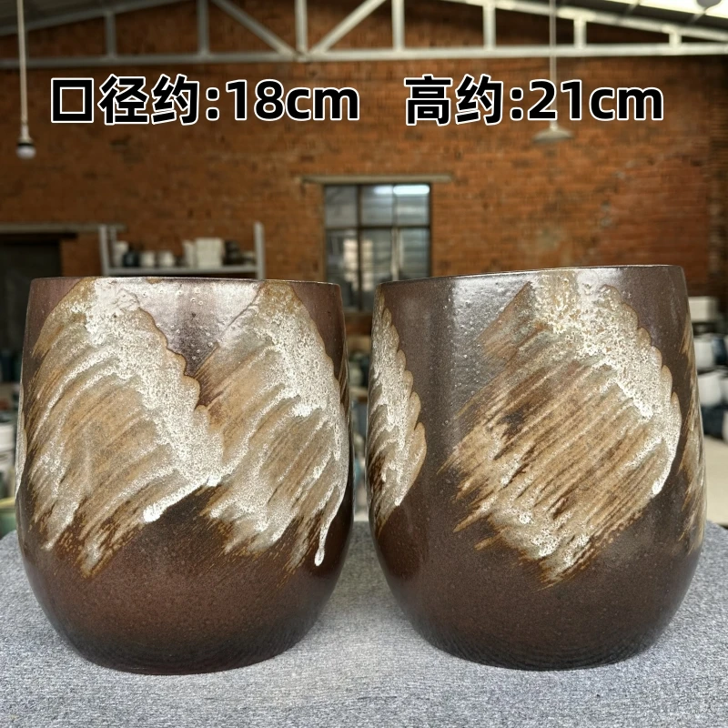 简约粗陶复古高花盆陶罐老桩陶瓷多肉花盆透气三角梅兰花大盆1558