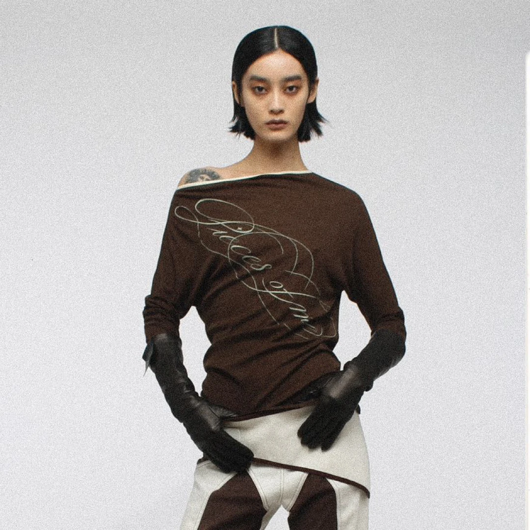 TSOUL【DIDU】斜肩印花上衣