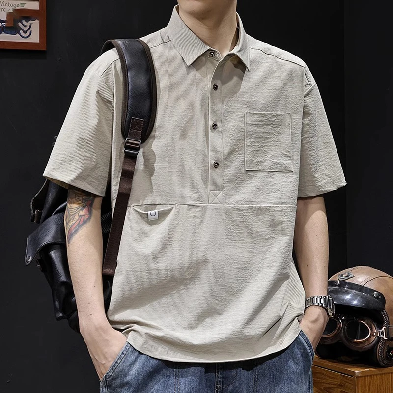 LEIGHZ/雷茨POLO衫男士美式户外肌理感速干短袖t恤男大码夏季新款