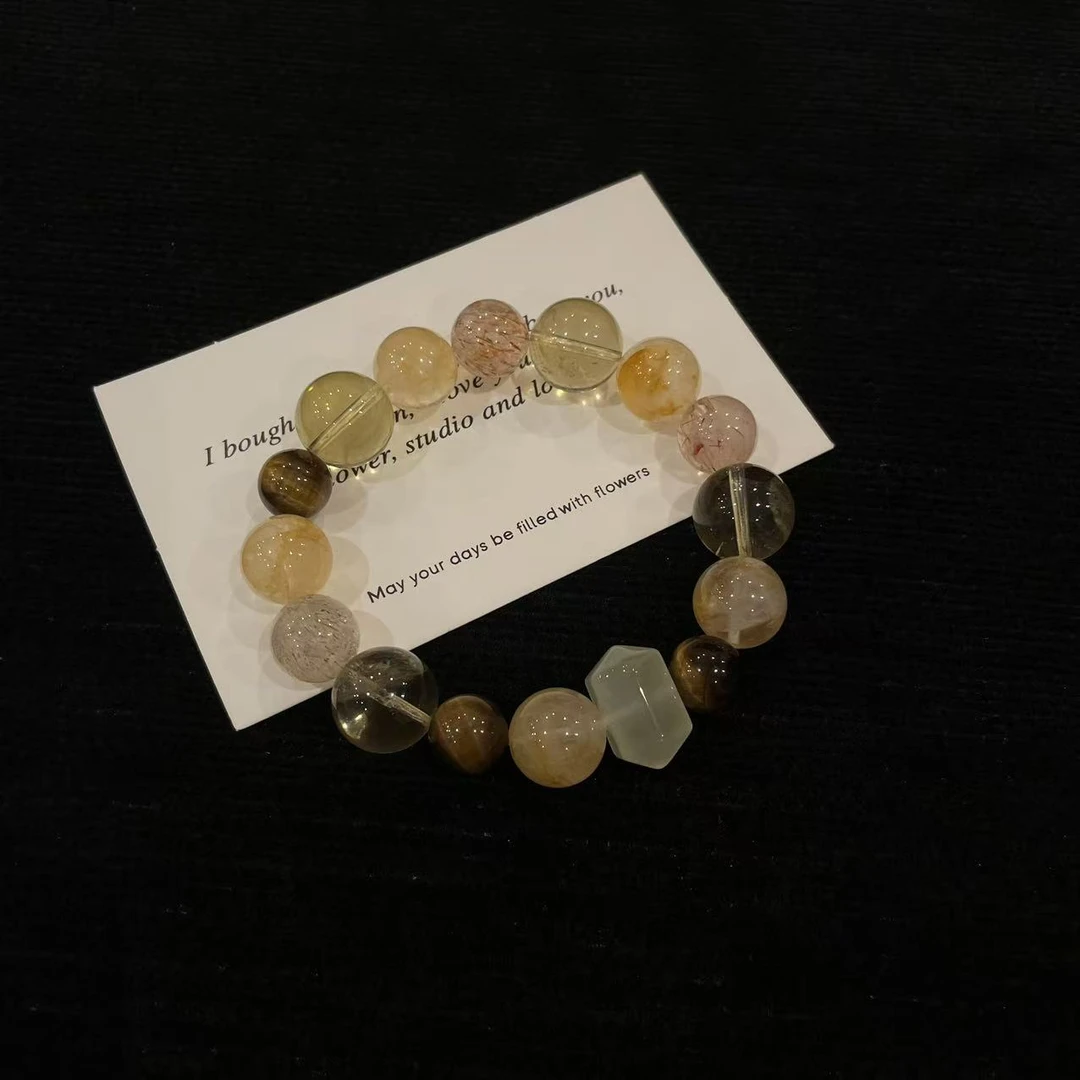 「日进斗金」YIMIMI天然水晶10-14mm黄色系多宝x2618 多样性发货