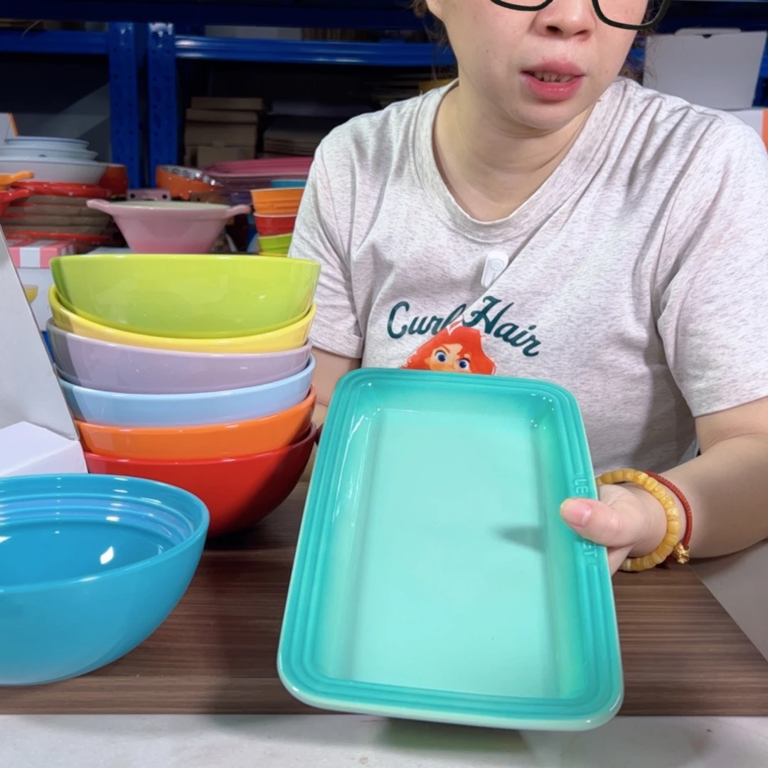 陶瓷青羽色长方盘子