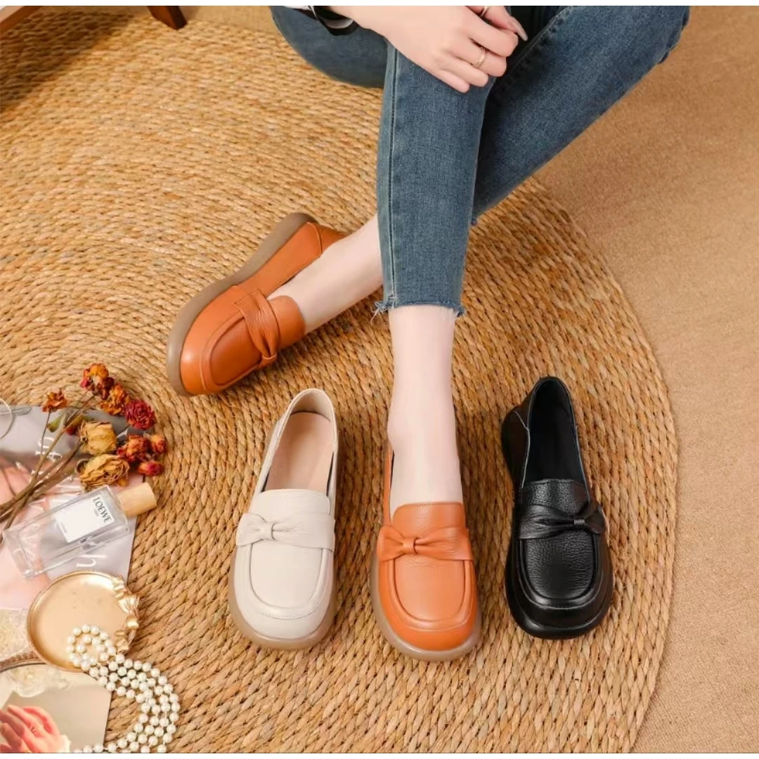 6681女士新款荔枝纹休闲百搭乐福鞋