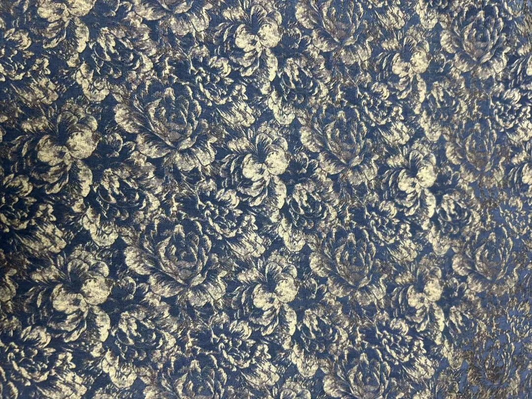 新中式新国风 立体玫瑰蓝 链接 高清数码印花