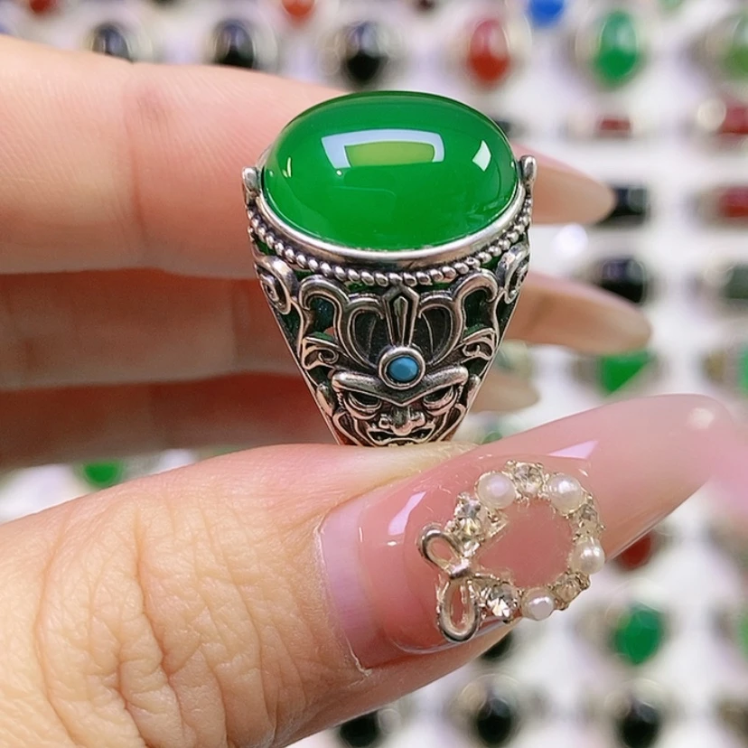 【闪购商品】银S925镶嵌戒指玛瑙/玉髓꧁**꧂