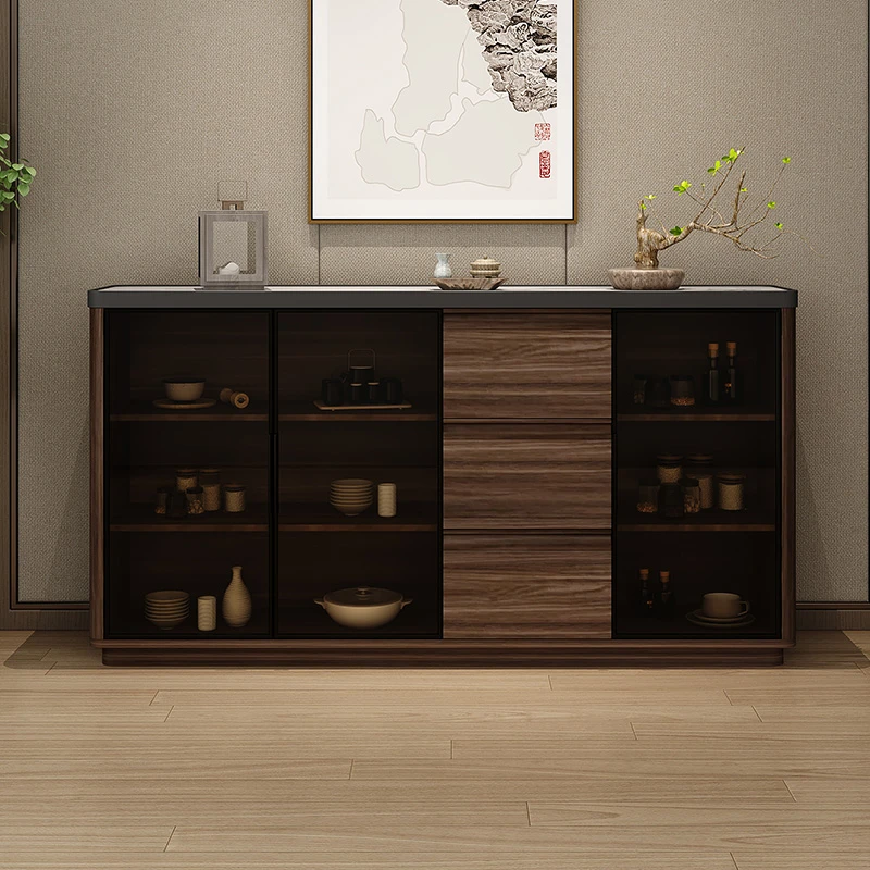 新中式餐边柜现代简约储物厨房碗柜靠墙高级感新中式储物空间