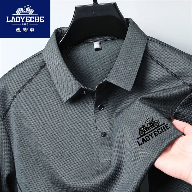 老爷车长袖翻领t恤男士春秋季商务休闲Polo衫宽松型时尚百搭男装