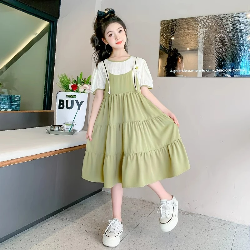 大童连衣裙夏装新款女孩女童夏季公主童装2025年儿童假女大童裙子