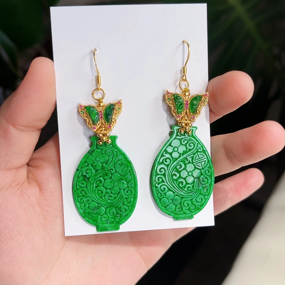 【闪购商品】翡翠耳饰未镶嵌妙*  宝瓶