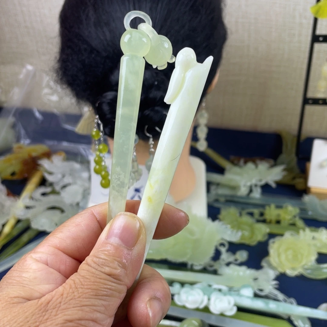 亞***の蛇纹石玉未镶嵌发饰