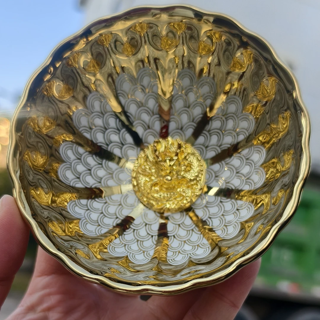 【金玉满堂夜光龙王杯】喝茶喝水品茗杯陶瓷杯主人杯龙王杯