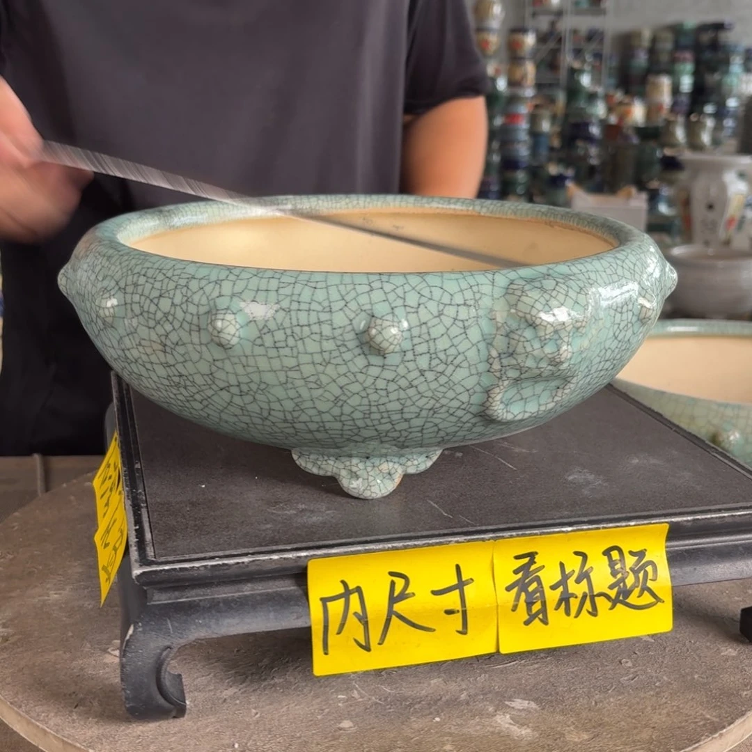 。一风堂石湾花盆 釉色瑕疵 内25*8