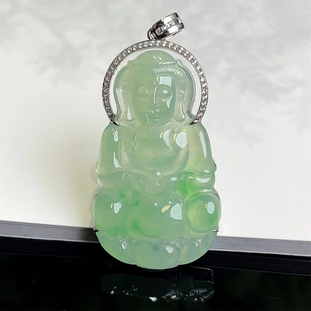Colourful Yunnan/七彩云南【中秋赠礼】金镶飘花翡翠观音挂件吊坠
