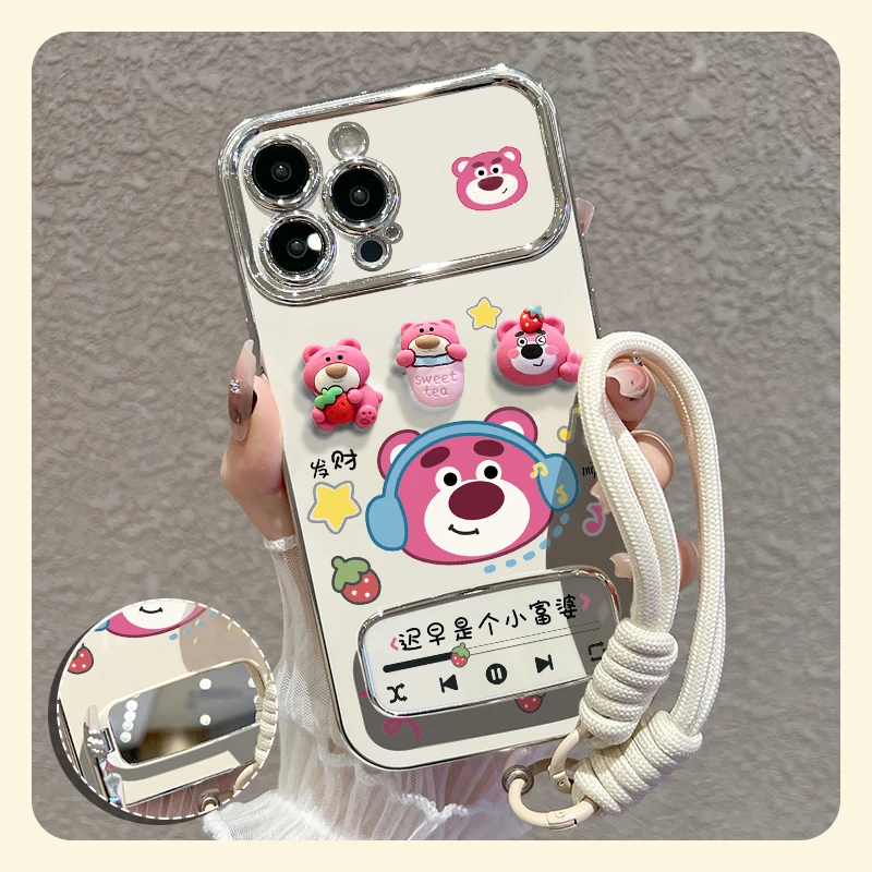 【苹果/华为/vivo/oppo/小米】适用耳机草莓熊大视窗手机壳硅胶防摔