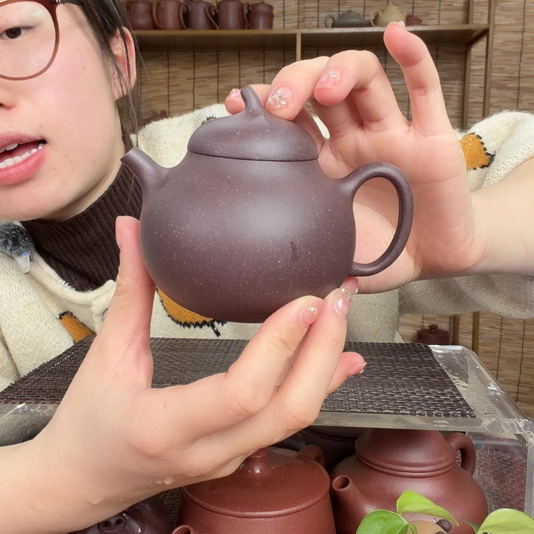 茶壶紫砂原矿大水潭深井紫泥茄瓜壶没礼盒220CC左右