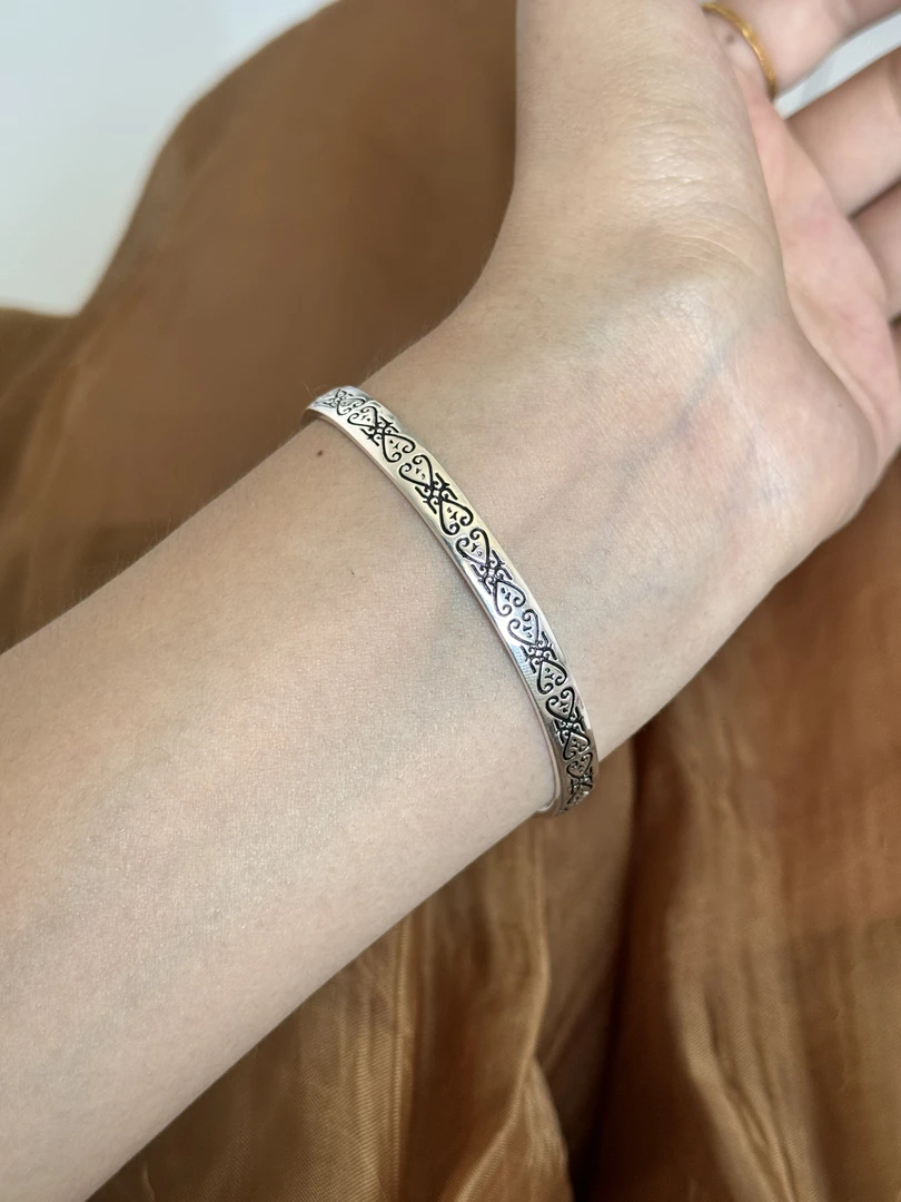 足银手镯 纯银s990手镯全长17㎝开口可调送礼盒