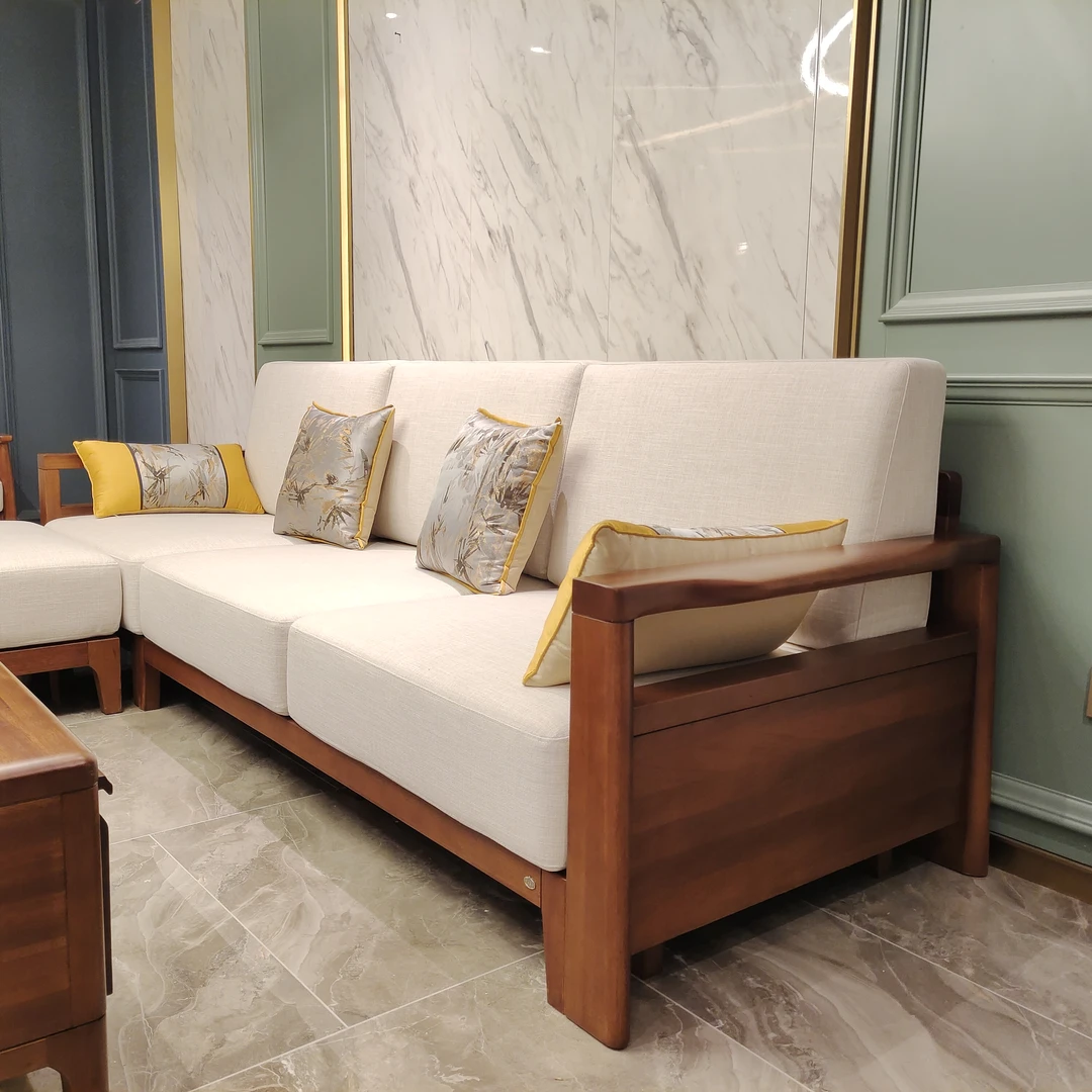 HUARI/华日家居乌金木实木沙发新中式现代简约客厅家具605沙发