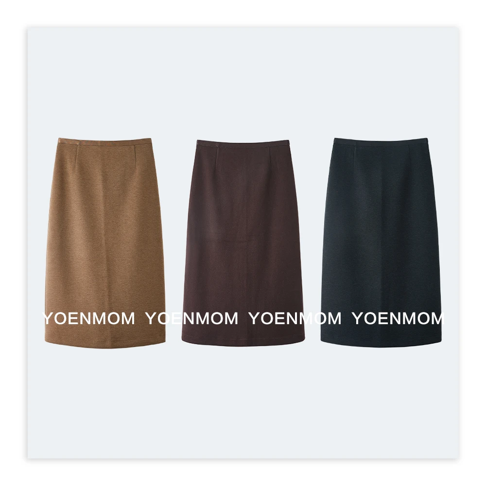 YOENMOM·气质在线·醋酸羊毛肌理感立裁通勤日常显瘦直筒半身裙