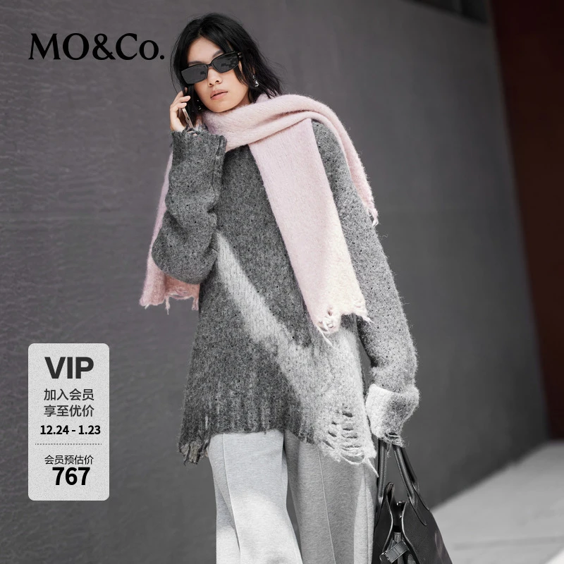 MOCO毛衣冬【高比例羊驼毛】全手工刷毛烂边MBD4SWTT04