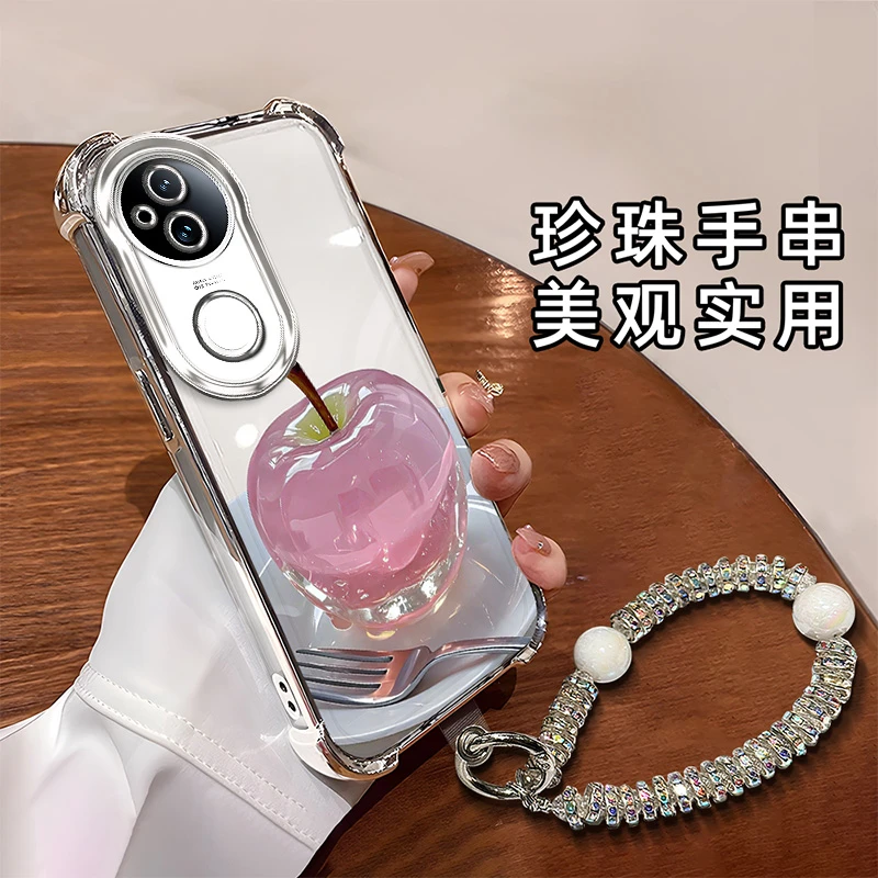 适用于【VIVO】S20时尚创意水晶苹果全包电镀四角防摔手机壳女