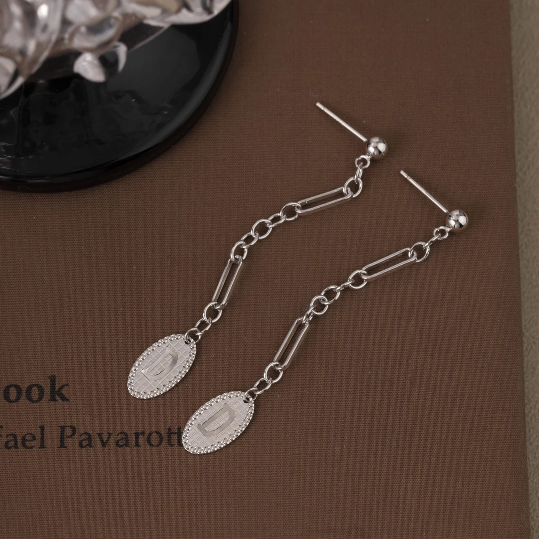 925银耳饰 【太原周嵘】时尚长款圆形D字耳坠气质百搭个性