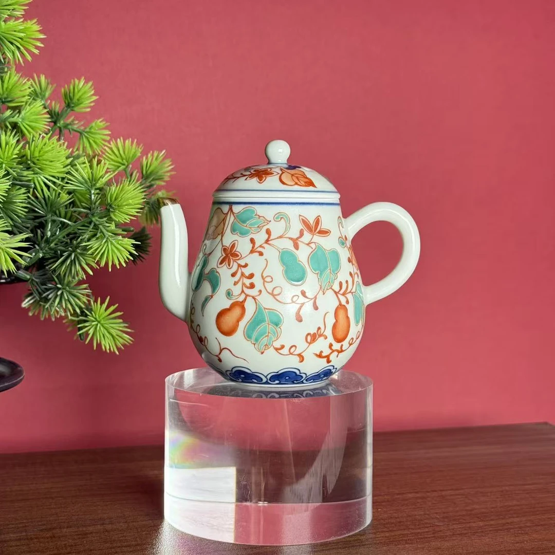 雨溪 红绿彩葫芦茶壶 00025-1