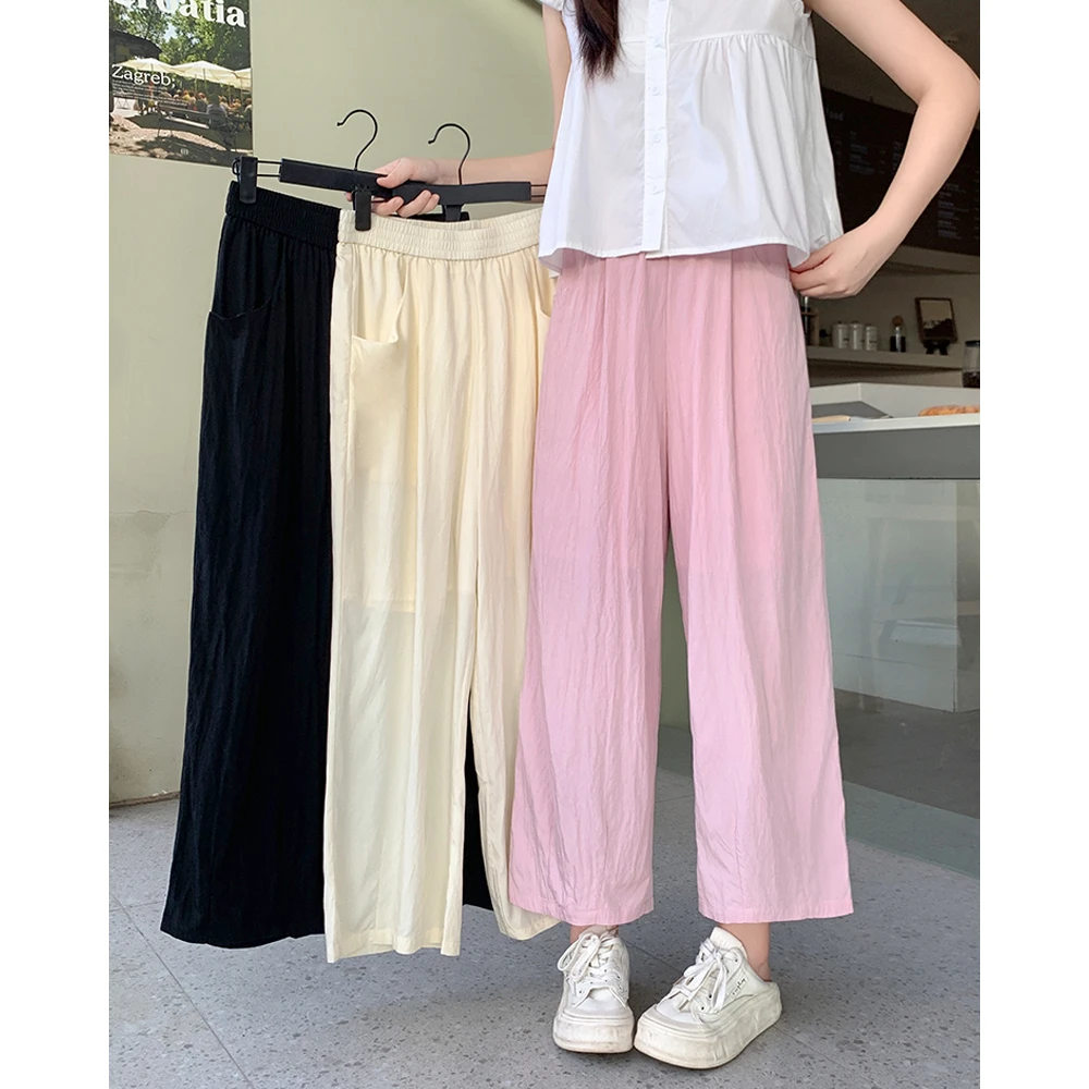 清2025夏季新款大码女装慵懒显瘦休闲九分裤直筒阔腿凉凉裤63461