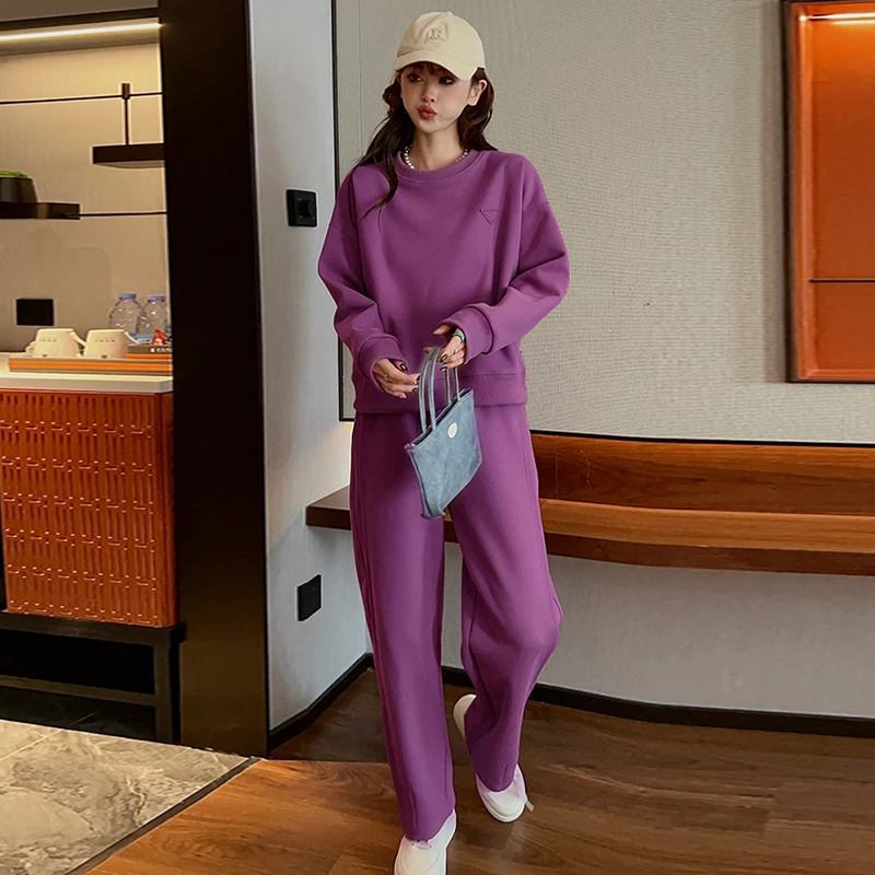 设计感时尚百搭套装女2025年春秋季新款洋气减龄显瘦圆领两件套