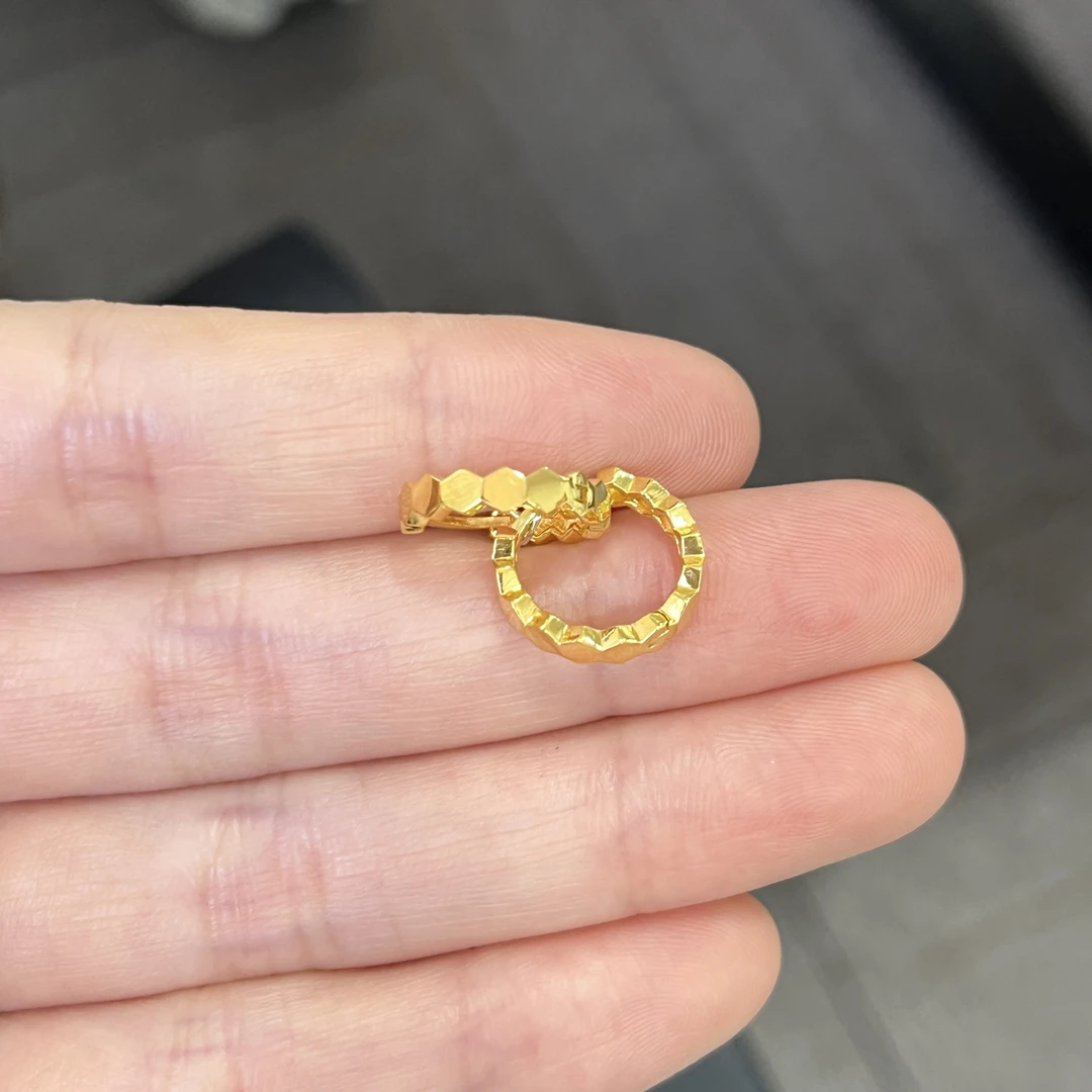 亮面蜂巢耳扣足金999