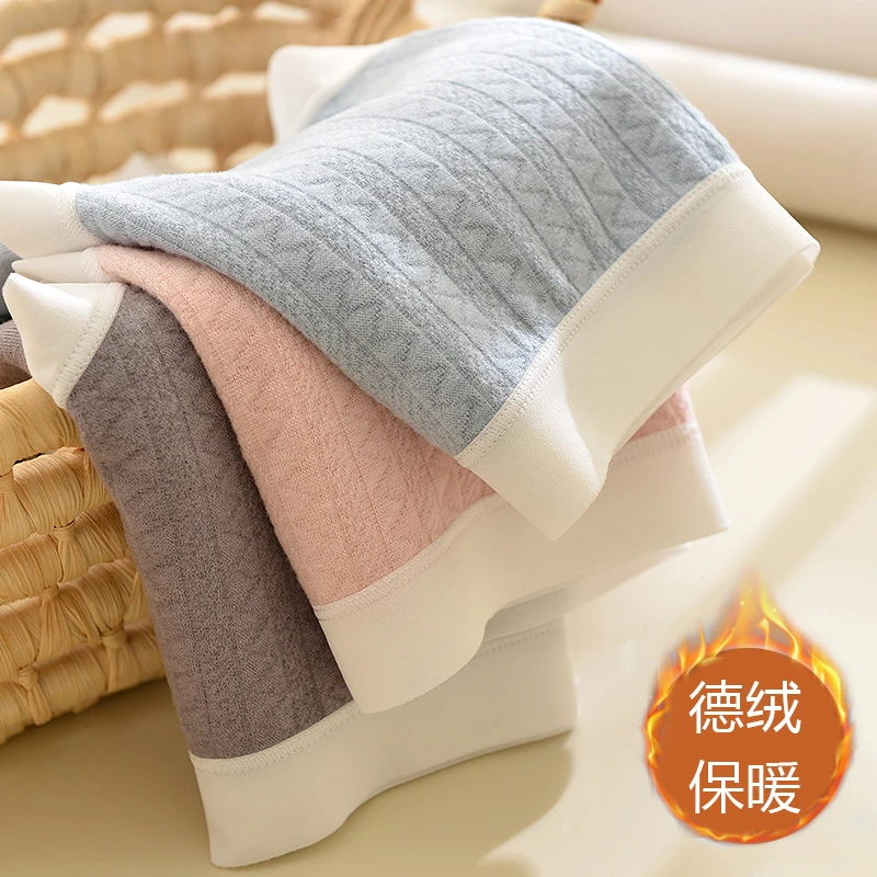 贾鲁萨加高端时尚冬季女士德绒保暖大码中腰提花加绒宽松三角内裤