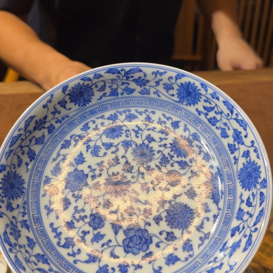摩***常土燃柴窑缠枝莲盘子