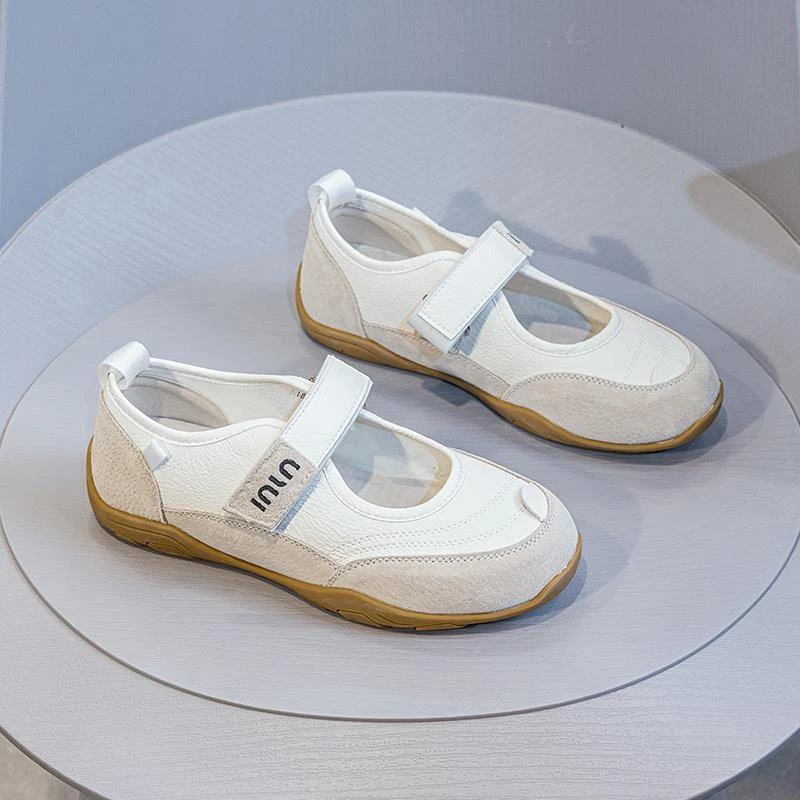 爆款魔术贴玛丽珍鞋女2025夏季薄款透气小白鞋轻便厚底百搭单鞋女