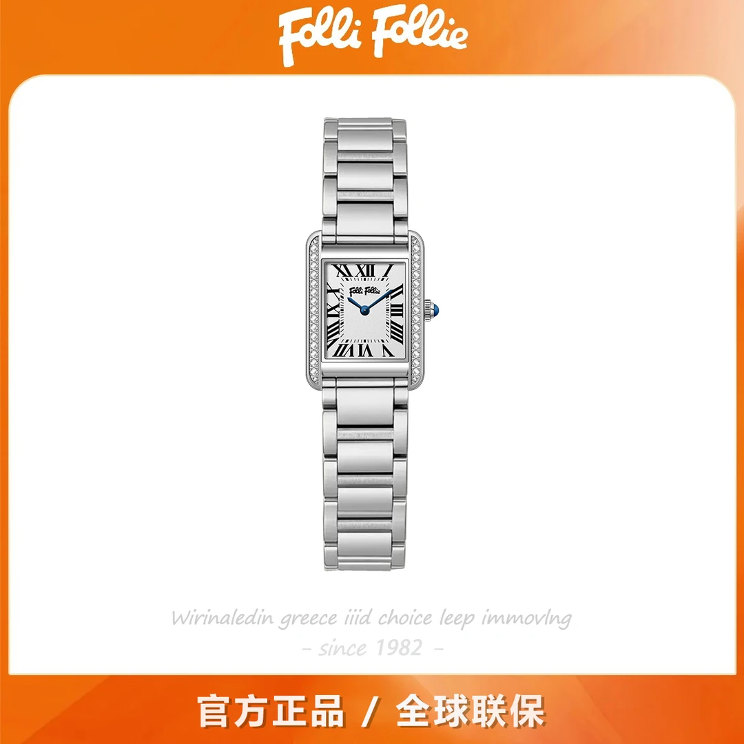 follifollie女款腕表小方表进口防水百搭时尚女士手表经典优雅