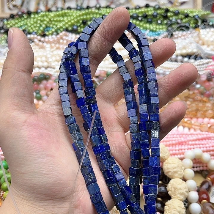 玛瑙/玉髓珠宝半成品未镶嵌一条5.5mm左右青金方糖珠