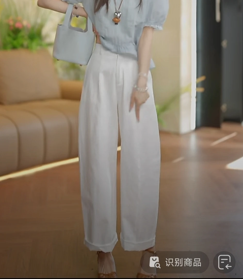 香蕉裤2025夏季新款时尚休闲法式白色百搭显瘦松紧腰阔腿裤长裤