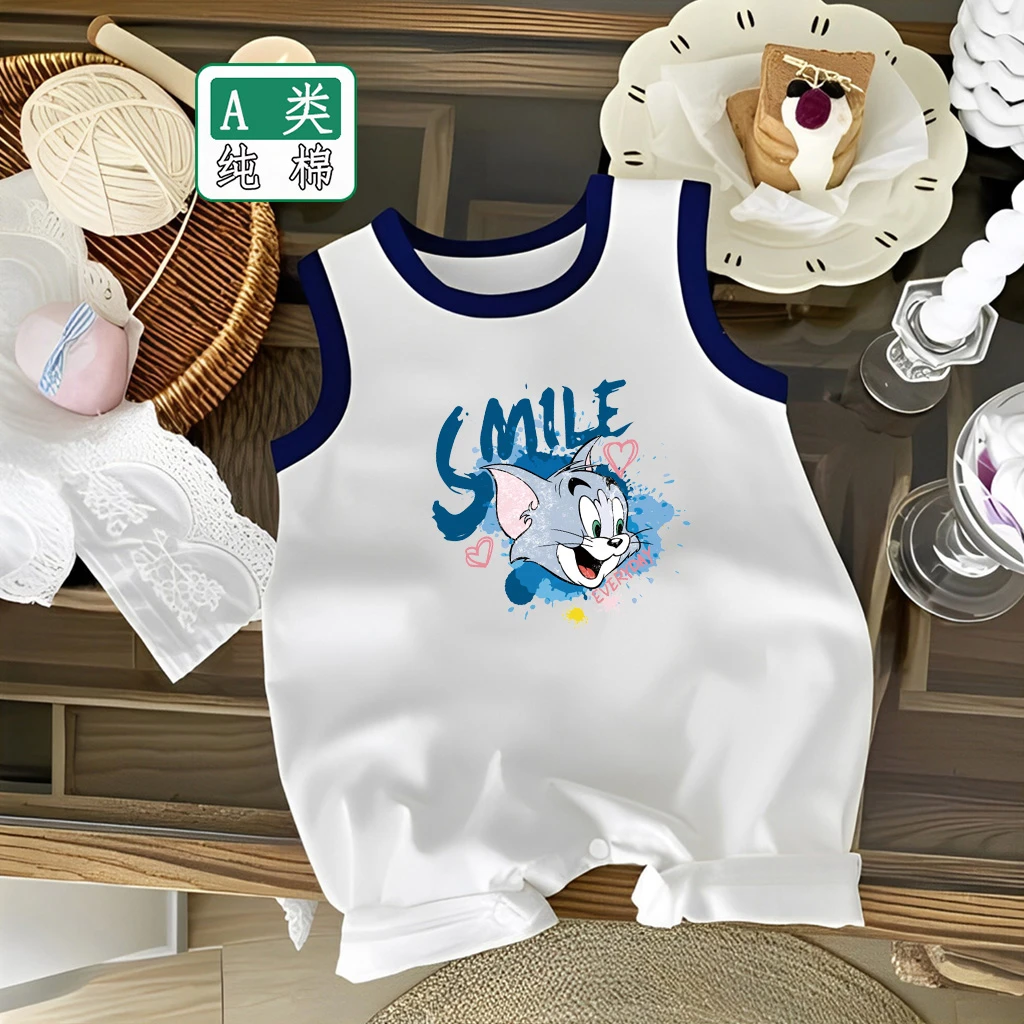 婴儿纯棉无袖连体衣新生儿2025夏季薄款宝宝超萌可爱哈衣爬服夏款