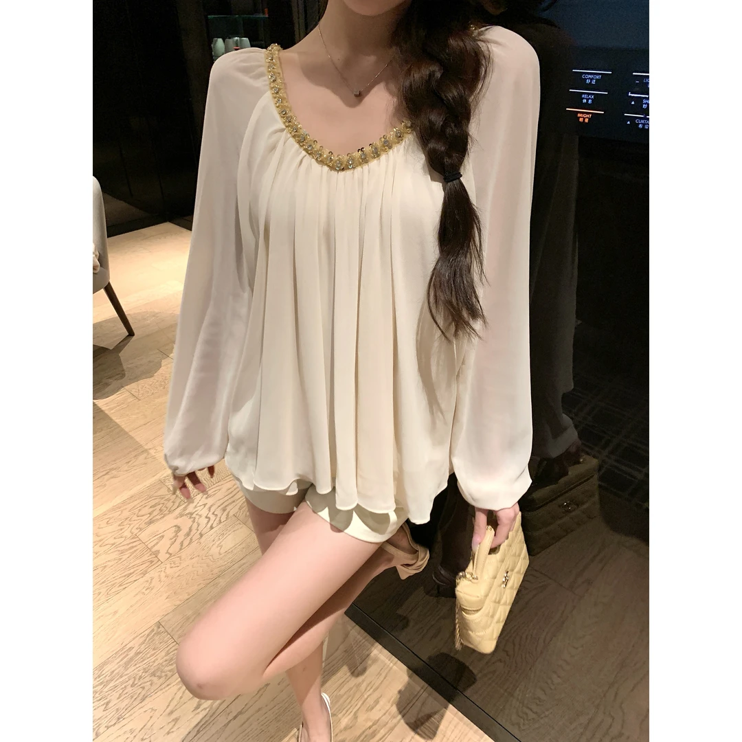 【禾呈】衬衫女秋季百搭时尚休闲慵懒小众宽松上衣长袖衬衣女10583