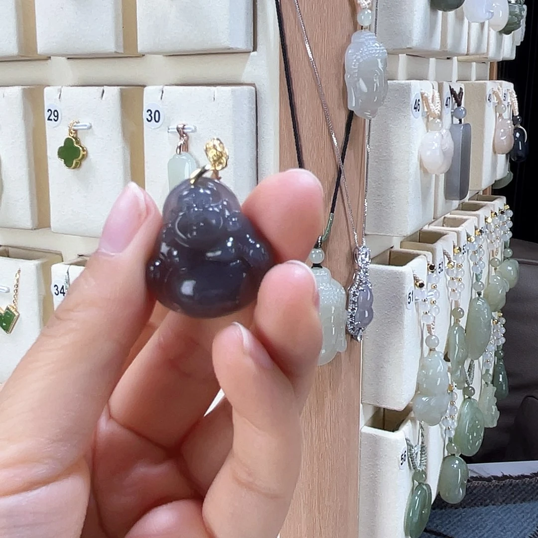和田玉银S925镀金镶嵌颈饰泉*佛公