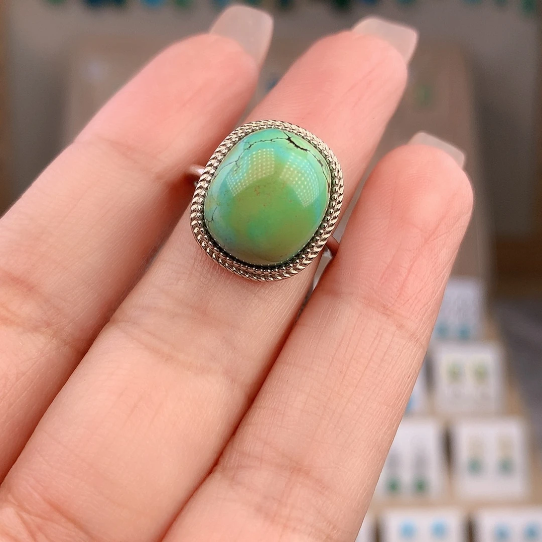 绿松石银S925镶嵌戒指