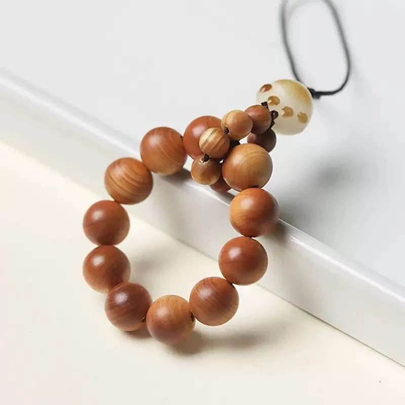 崖柏手机链挂饰可爱小猫爪串珠女士中式国风