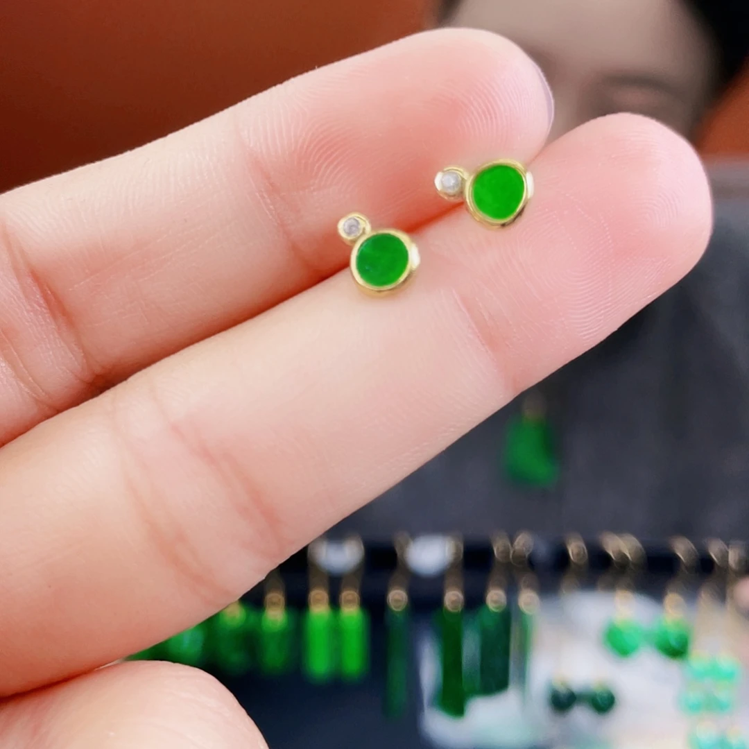 翡翠银S925镶嵌耳饰