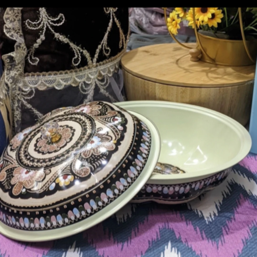 民族风味厨房带盖花纹盆果盒复古坚果盘糖果盒零食收纳盒带盖