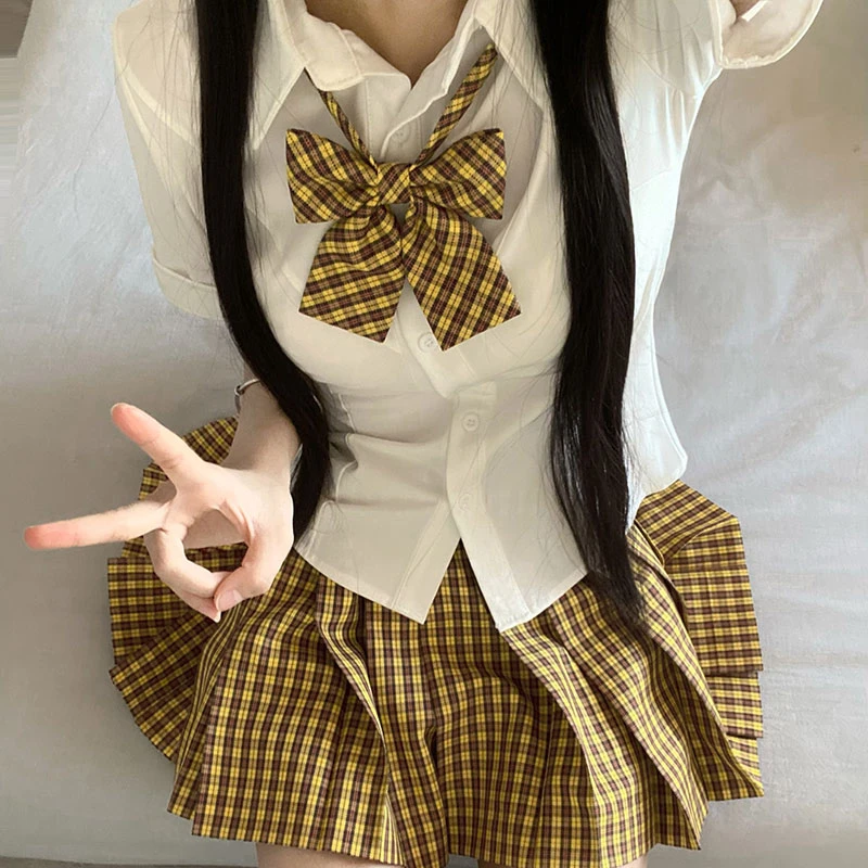 一整套妙氏JK制服衬衫正版原创格裙弹力衬衫套装学生校供JK格裙子
