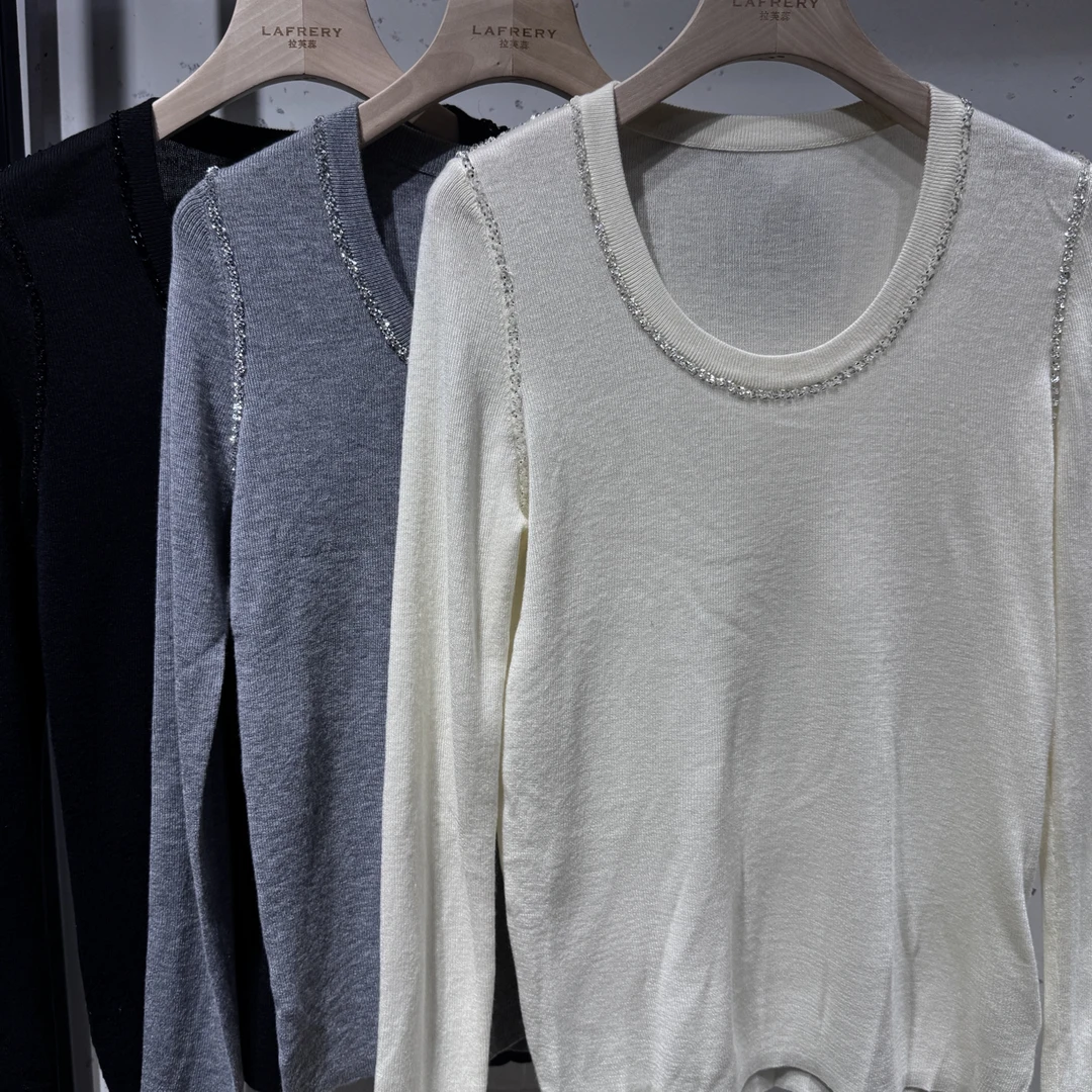 【方圆服饰反季专场】秋冬包袖毛衣女士亮钻气质打底衫