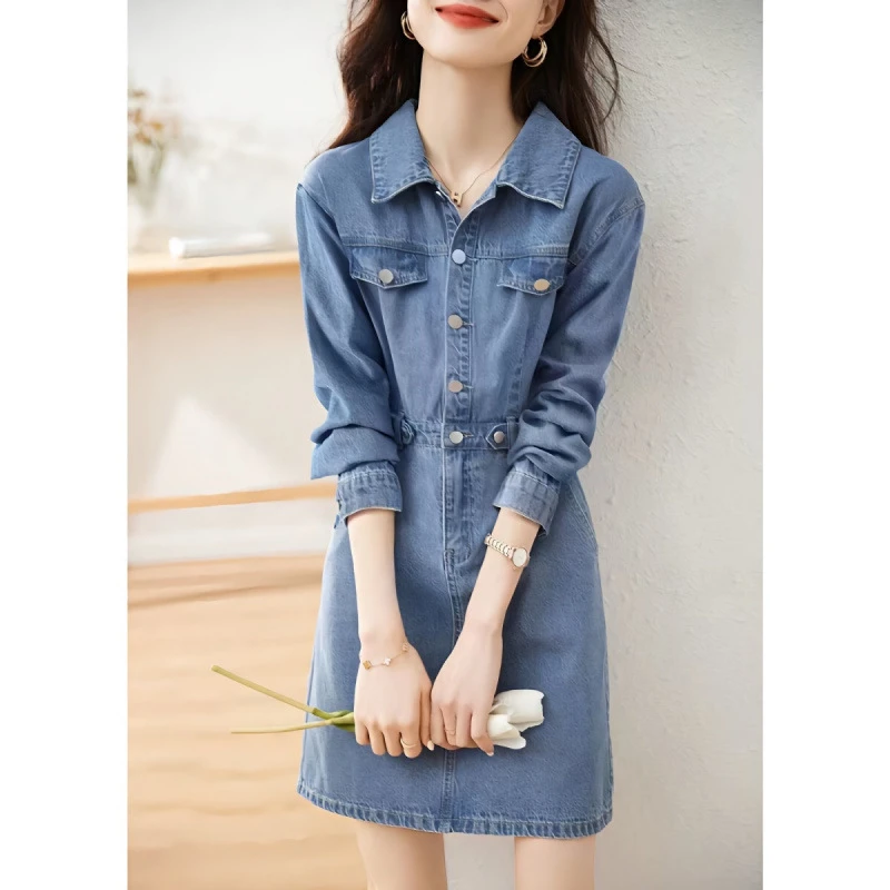 YLL直播间扣号为准设计感收腰显瘦牛仔连衣裙女气质牛仔连衣裙